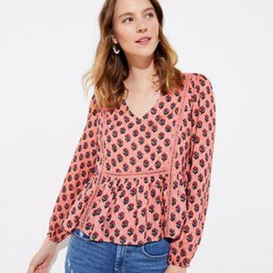 Loft Blossom Peplum Blouse | Size M